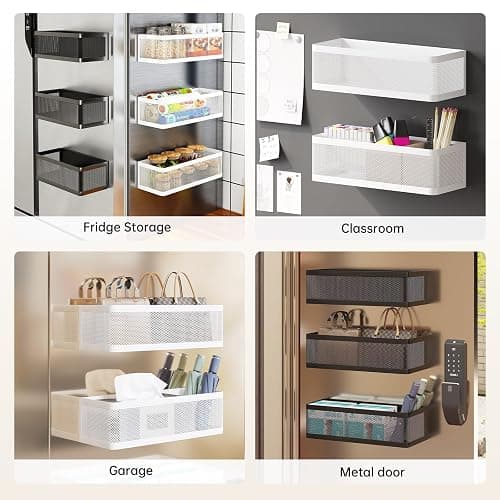 Magnetic Shelf for Washing Machine Magnetic Organizer for Laundry Washing Machine Shelf Hanging Basket Storage Magnetic Fridge Shelves Spice Rack for Refridgerator (White, L13.78in*W5.12in*H3.94in) thumbnail 7