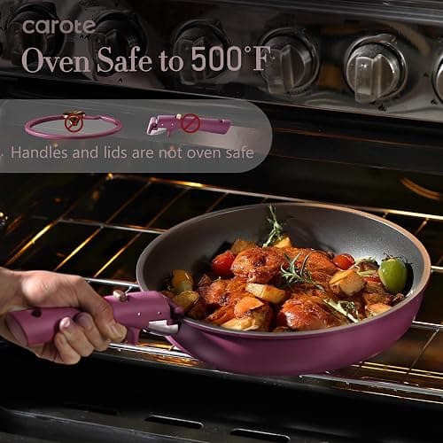 CAROTE 21pcs Pots and Pans Set Non Stick, Detachable Handle Cookware Sets | Ultra Nonstick, Space Saving, Dishwasher & Oven Safe, Non-Toxic Kitchen/Apartment/Camping/RV/ Traveling, Purple thumbnail 6