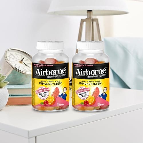 Airborne 750mg Vitamin C Gummies for Adults, Immune Support Gummies with Powerful Antioxidants VIT C & E, Caffeine Free - 2x63ct Bottle (42 Servings), Assorted Fruit Flavor thumbnail 11
