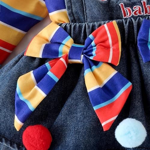 FOCUTEBB Baby Girl Clothes Fall Winter Outfit Long Sleeve Ruffle Romper Plaid Skirt Bow Headband 3 Pcs Set 0-18 Months thumbnail 5