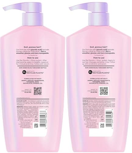 L'Oreal Paris Elvive Glycolic + Gloss Shine Boosting Shampoo and Conditioner Set, Cleanses and Smooths Dull, Porous Hair Into High-Shine, Glossy Hair, 1 Kit thumbnail 8