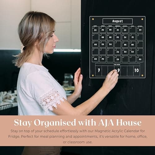 Acrylic Magnetic Calendar for Refrigerator - Clear Dry Erase for Fridge | with Monthly Grid and Weekly Planner Section | 15’’x17’’ Vertical Magnetic Fridge Calendar 2025 | with Gold Magnets thumbnail 3