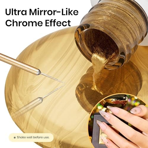 Beetles Metallic Gold Gel Liner 7ml French Tip Gel Polish 3D Mirror Chrome Effect Metal Painted Nail Polish Build in Thin Brush French Swirl Line Nail Art Soak off Uv Lamp Manicure Salon thumbnail 3