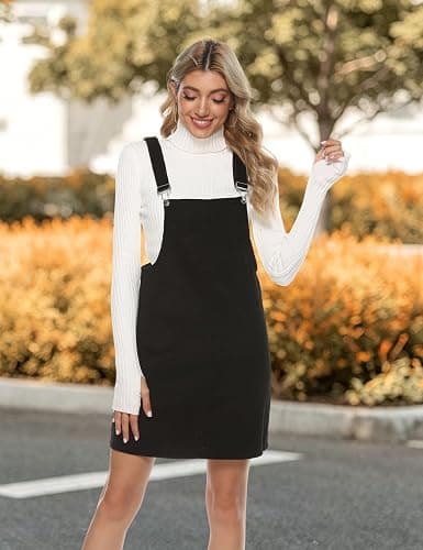 Hooever Women's Cute Corduroy Overall Bib Dress Pinafore Suspender Dress Skirt Jumper thumbnail 3