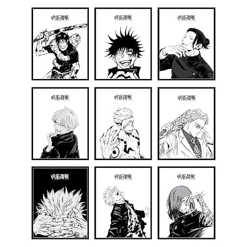 Bigwig Prints Jujutsu Kaisen Poster Set - Manga Art Anime Wall, JJk Poster, Jujutsu Kaisen Wall Art, Gojo Satoru Poster, Jujutsu Kaisen Posters, Anime Wall Decor JJk Posters - Unframed Set Of 9 (8x10) - Image 1
