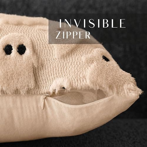DFXSZ Halloween Pillow Covers 12x20 Beige Ghost Plush Halloween Decor095B12 | Soft Plush Faux Fur Halloween Pillowcases,for Chair Sofa Bedroom Living Room Home Thanksgiving Decor thumbnail 2