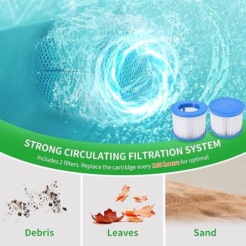 Inflatable Blow Up Hot Tub, 4-6 Person Square Portable Hot Tub, Leak-Proof PVC Outdoor Spa with 130 Strong Air Jets thumbnail 6