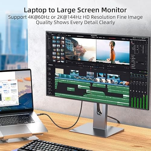 4K@60Hz USB C to HDMI Cable 6.6FT, [Thunderbolt 3/4 Compatible] for MacBook Pro/Air with iPhone 16 Pro/15 Pro/Max Surface Samsung Galaxy USB Type C Laptop Tablet Cell Phone thumbnail 2
