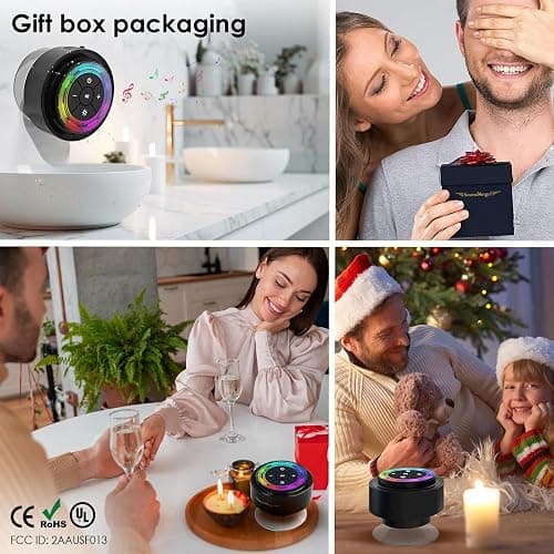 SoundAngel Mate(2 Gen) Bluetooth Shower Speaker, Certified IPX7 Waterproof, 8W Crystal Sound&Rich Bass, 12H Playtime, Christmas Stocking Stuffers for Teens Women Men, White Elephant Gifts (Line Light) thumbnail 9