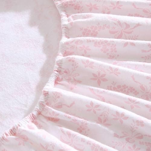 Laura Ashley - Flannel Sheets Twin Size, Anti-Pilling & Wrinkle Resistant Cotton, Touchably Soft for All-Season Comfort - Bed Sheets with Matching Pillowcase & Fitted Sheet (Antoinette Pink) thumbnail 4