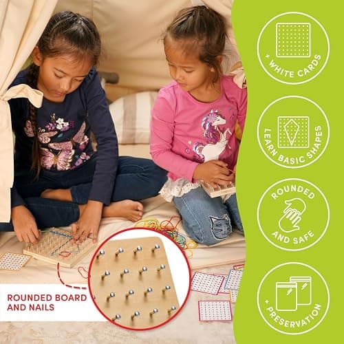 CUBIDI® Wooden Geoboards with Rubber Bands | Montessori Toys for 4+ Year Old Kids | Geo Boards for Classroom | Stem Toys | Educational SND Improve Creativity thumbnail 5