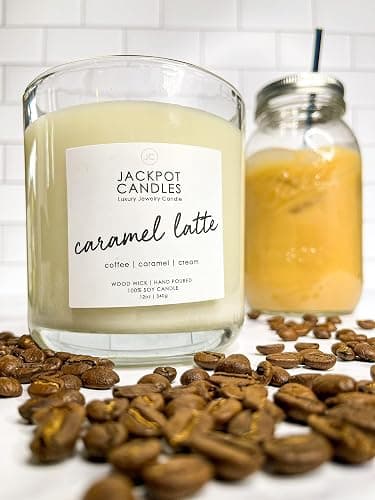Caramel Coffee Latte Candle with Ring Inside (Surprise Jewelry Valued at $15 to $5,000) Ring Size 9 thumbnail 2