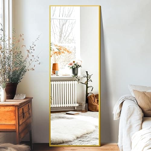 TRAHOME Standing Mirror Full Length Mirror,15" x 56" Large Floor Mirror with Aluminium Frame for Door Bedroom Bathroom Living Room(Gold) thumbnail 5