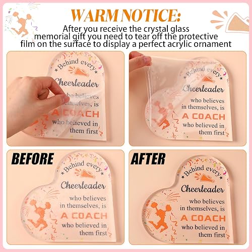 Tatuo Cheer Coach Gift Acrylic Sign Plaque Christmas Cheerleading Coach Appreciation Gift Keepsake Office Table Decor Thank You for Cheerleading Leader Christmas Idea(Orange,6 x 6 Inch,Heart) thumbnail 4