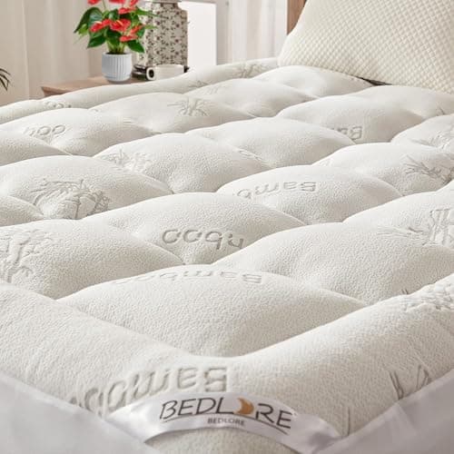 BEDLORE Twin Mattress Topper Viscose Derived from Bamboo, Thick Pillow Top Mattress Pad with Stretchable Pockets for 6-15 inches Mattress, Soft Breathable Mattress Topper for Back Pain Relief - Image 1