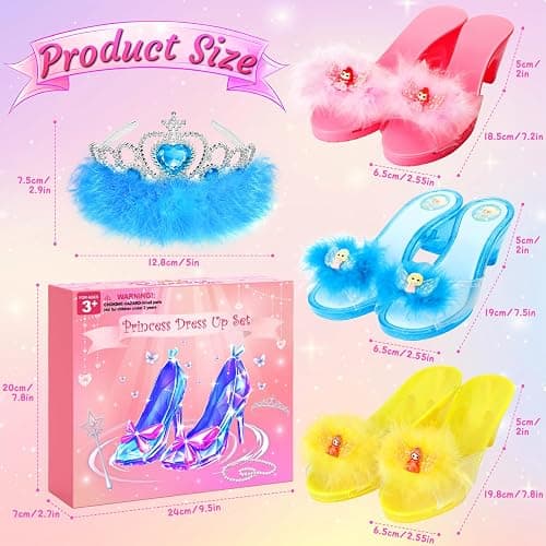 Princess Dress Up Shoes Set, Girls Role Play Dress Up Toys,Toddler Pretend Play Crown Kit Gift Set for Little Girls Aged 3-6 Years Old thumbnail 5