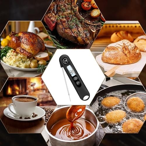 DOQAUS Meat Thermometers, 3S Instant Read Food Thermometer, Accurate Meat Thermometer Probe With Backlight, Foldable Long Probe, Auto On/Off, Cooking Thermometers for Kitchen, BBQ, Water, Milk(Black) thumbnail 9