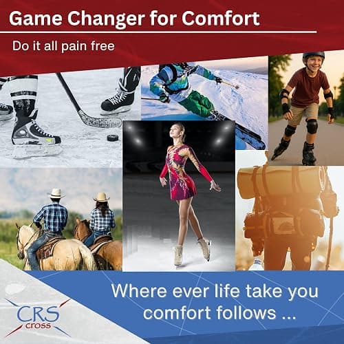 CRS Cross Ankle Malleolar Gel Sleeves. One Pair of Premium Padded Skate Socks to Cushion and Protect Ankle Bone for Figure Skating, Hockey, Inline, Roller, Skiing or Boots. (One Size Fits Most) thumbnail 6