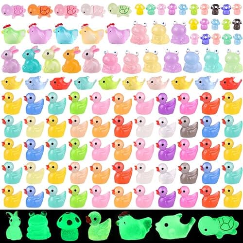 110PCS Mini Resin Animals Tiny Cute Glow Figures in Dark, Miniature Figurine to Hide, Little Animal Toys Small Accessories for Topper Desk Garden Dollhouse Landscape Aquarium Ornaments Crafts & Decor - Image 1