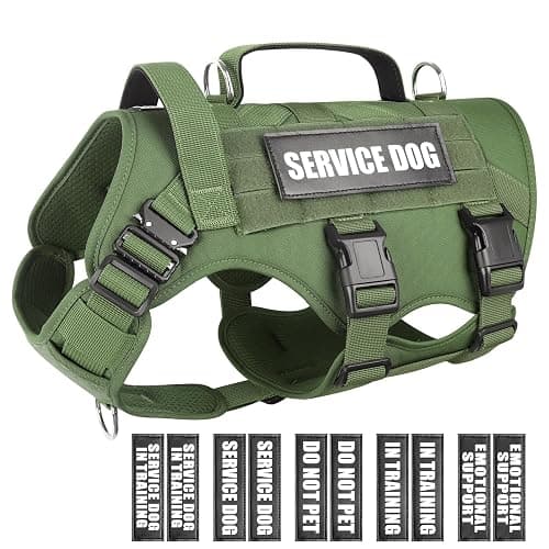 WINSEE Service Dog Vest Harness for Medium Dog, Tactical Working MOLLE Vest with 10 Pet Patches, No Pull Heavy Duty Harness for Training Walking - Image 1