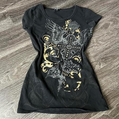 Grunge Graphic Tees for Women Y2k Vintage Gothic T Shirt Teen Girls Aesthetic Emo Baggy Tops 2000s Alternative Clothes thumbnail 2