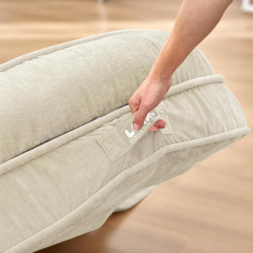LouannTatami LOTATA 3-in-1 Lazy Sofa Bed - Adjustable Human Dog Bed Floor Chair for Adults Kids - Convertible Sleeper Chair Comfy Small Couch with Pillow for Living Room Bedroom(White) thumbnail 5