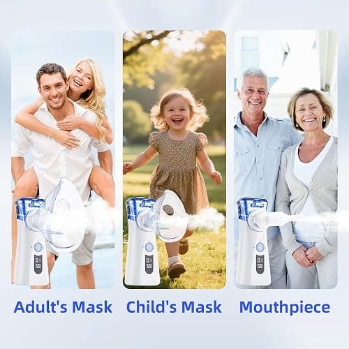 Portable Nebulizer Spacer with Intuitive LED Interface for Adults Kids, 2 Modes with Auto-Cleaning, Handheld Nebulizer with Mouthpiece and Masks thumbnail 8