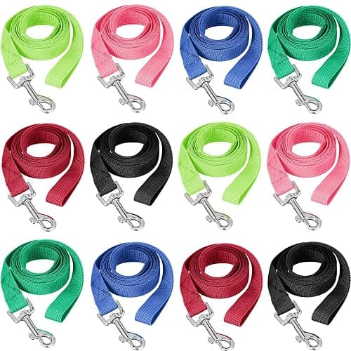 12 Pieces Long Training Leash for Dogs Bulk Nylon Puppy Chain Leash for Small Medium Large Dogs 3/4 Inch Puppy Traction Rope for Training Playing Camping Backyard (5 Feet) - Image 1