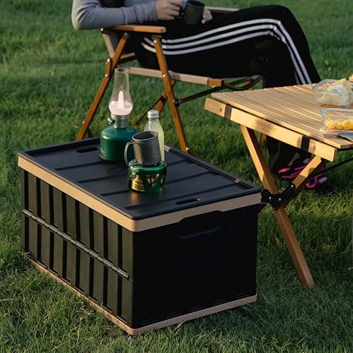Citylife 64L Collapsible Storage Bins with Lids Plastic Storage Containers for Organizing Stackable Storage Box Large Heavy Duty Utility Crates, 2 Packs, Black thumbnail 6