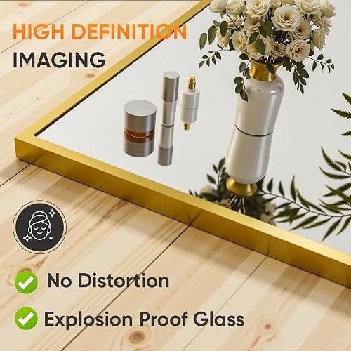 Suidia Full Length Mirror, 58"x18" Floor Standing Mirror Freestanding, Full Body Mirrors with Stand for Bedroom, Hanging Mounted for Living Room Cloakroom, Gold, Rectangular Style thumbnail 6