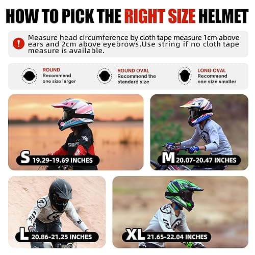 Kids Dirt Bike Helmets Youth ATV Helmet, Kids Motocross Helmet for Off Road, UTV, BMX, Street Riding Motorcycle Helmet with Goggles Gloves, DOT Approved thumbnail 6