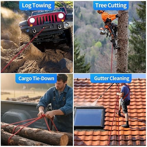 100Ft 1/2 Inch Heavy Duty Climbing Rope - for Tree Swing, Pulling, Outdoor & Gym Use (Red) thumbnail 6