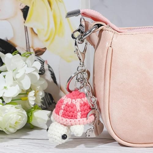 2pcs Turtle Keychain for Lovers Women Cute Crochet Key Chains for Handbags Tote Bags Car Charms Purse Backpacks Personalized thumbnail 2