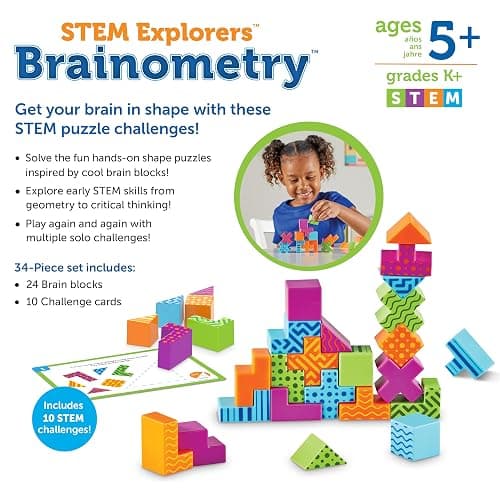 Learning Resources STEM Explorers Brainometry - 3d Puzzle, Brain Games, Brainteaser, Building Logic Toys, Gifts For Boys and Girls, Fine Motor Skills , Pattern Blocks, Math Manipulatives thumbnail 5