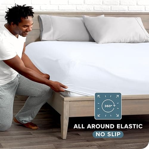 Bare Home Fitted Bottom Sheet Full Size - Premium 1800 Microfiber - Ultra-Soft Hotel Luxury - Deep Pocket - Durable and Long Lasting (Full, White) thumbnail 3