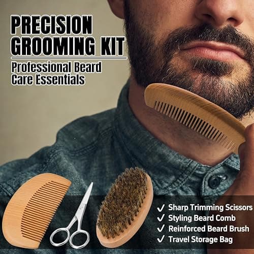 XIKEZAN Beard Grooming Kit for Men Gifts w/Beard Conditioner, 2 Scent Oil, Birthday Christmas Gifts Secret Santa Stocking Fillers Gifts for Men Him Dad Husband Boyfriend Fathers Valentines Gift Set thumbnail 7