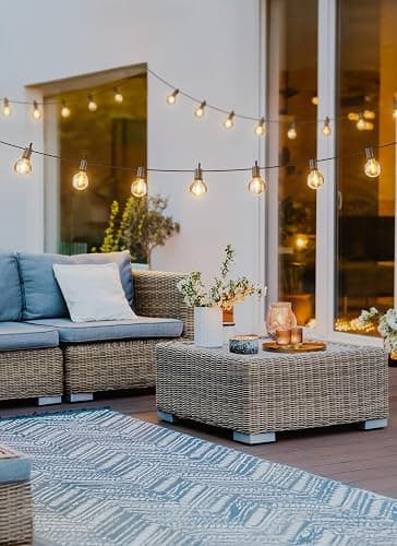 Outdoor String Lights 25 Feet G40 LED Patio Lights, Plug-in, 13 Plastic Edison Bulbs(1 Spare), Waterproof Connectable Hanging Light for Backyard Porch Balcony Party Decor, E12 Base, Black thumbnail 2