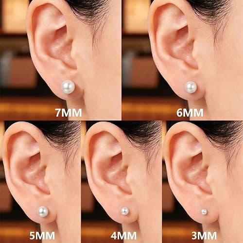 ToHeart 5 Pairs 14K Gold Silver Plated Pearl Stud Earrings for Women 3-7MM | Hypoallergenic Pearl Earrings Set Lightweight Cartilage Piercing Earrings Jewelry Gifts for Women thumbnail 2
