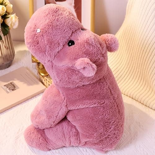 Leahaoe Weighted Stuffed Animals 23.6" 4.5lbs, Soft Pink Hippo Stuffed Animal, Medium Cuddly Weighted Hippo Plush for Comfort thumbnail 2