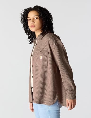 Carhartt Women's Oversized-fit Heavyweight Waffle Knit Shirt thumbnail 2