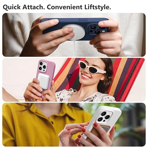 GONEZ for iPhone 15 Pro Max Case Silicone, Compatible with Magsafe, Camera Protector + Screen Protector, Soft Anti-Scratch Microfiber Lining, Liquid Silicone Shockproof Phone Cover, White thumbnail 8