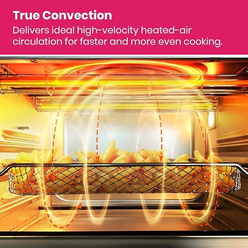 VAL CUCINA Limited Edition Happy Pink Infrared Heating Air Fryer Toaster Oven, Extra Large Countertop Convection Oven 10-in-1 Combo, 6-Slice Toast, Enamel Baking Pan Easy Clean with Recipe Book thumbnail 6