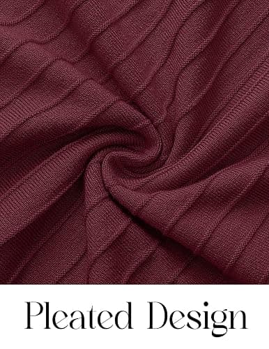 MEROKEETY Women's Sweater Dress 2025 Fall Winter Casual Long Sleeve Square Neck Pleated Church Work Knit Midi Dresses thumbnail 5