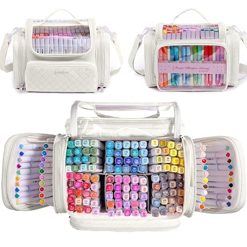 APOFFICE Marker Organizer Case Bag for 200-300 Markers – Large Art Supply Storage Bag with Detachable Dividers, Travel Marker Holder for Alcohol Markers, Brush Pens, Colored Pencils & Craft Supplies - Image 1