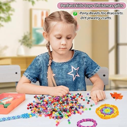5 Boxes Bracelet Making Kit Pony Beads, 96 Colors 6x9mm 3500Pcs Kandi Rave Beads for Bracelets Friendship Plastic Bead with 800Pcs Letter Bead Arts and Crafts for Kids Adults Keychain Jewelry Making thumbnail 9