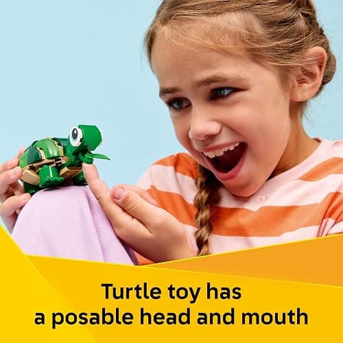 LEGO Creator 3 in 1 Turtle with a Water Lily Flower Building Toy for Girls & Boys - Kids Build a Chameleon, Frog, or Turtle Toy Figure - Gift Idea for Animal Lovers, Ages 7+ - 31377 thumbnail 4