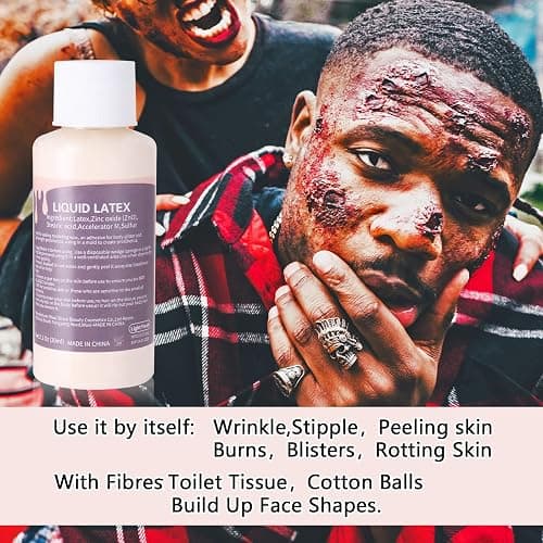 Mysense Liquid Latex Scar Wax SFX Makeup Kit for Fake Scars Wounds Burns With 6 Color Bruise Wheel Face Body Paint Stage Blood Coagulated Blood Gel and Spatula Sponges Q-tips thumbnail 3