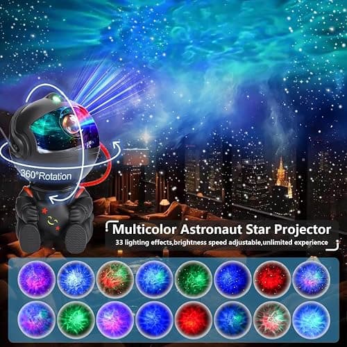 VEANANO Astronaut Galaxy Projector, Star Projector Night Light, Spaceman Light Projector with Remote Control, USB Powered 360° Adjustable Space Buddy Projector for Kids Bedroom Adults Room (Black) thumbnail 2