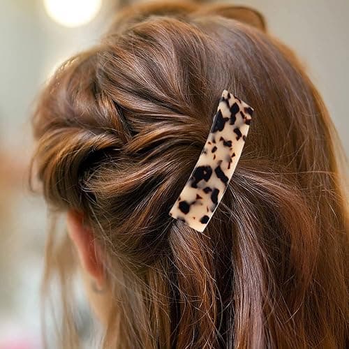 2 Pièces Grande Barrettes À Cheveux Chic, Rectangle Barettes Cheveux Pince À Cheveux, Automatique Barrette Cheveux Ecailles thumbnail 2