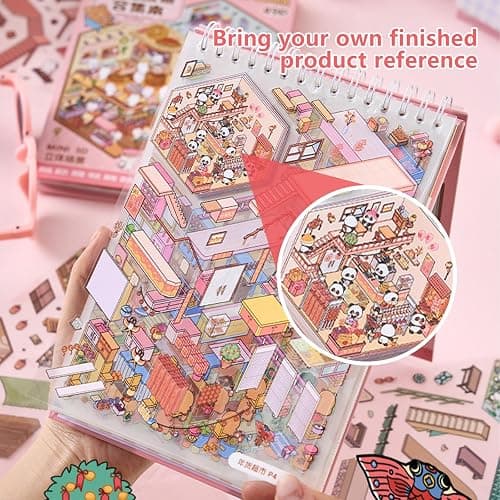 deegbbyi 20 Sets 3D Autocollants de Scène, DIY Amusants House Sticker avec 2Pcs Pince, Stickers 3D, Stickers Scene Miniature, Convient aux Adultes et Enfants pour Soulager Stress et Passer le Temps thumbnail 6